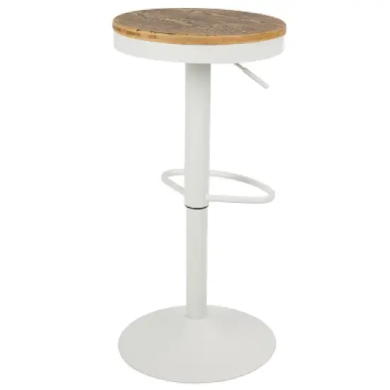 Set of 2 Dakota Industrial Adjustable Barstool with Swivel White - Lumisource image {3}