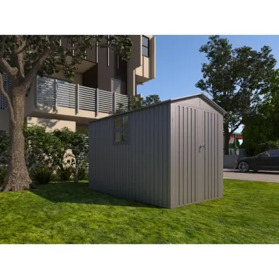 Motorcycle Outdoor Steel Storage Shed With Window ,tracks and fixtures,Grey image {5}