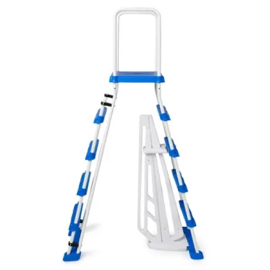 Swimline 5-Step A-Frame Above Ground Entry/Exit Pool Ladder with Handrails and Safety Barrier for 48" to 52" Tall Pool Height image {2}