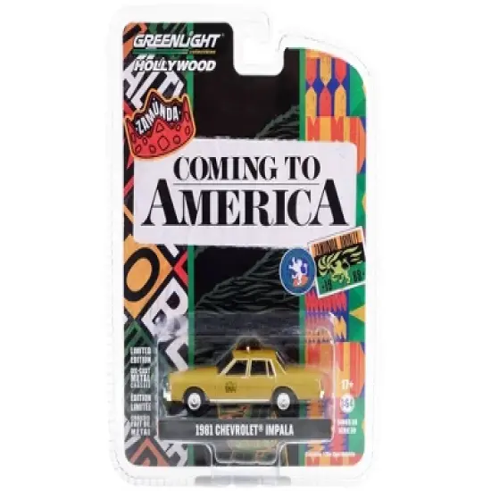 1981 Chevrolet Impala Taxi Yellow "Coming to America" (1988) Movie "Hollywood Series" 1/64 Diecast Model Car by Greenlight image {2}