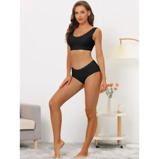 Allegra K Women's Wireless Pullover No Show Stretch Bra and Panty Set image {3}