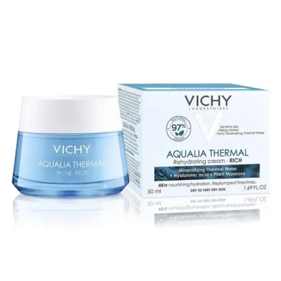 Vichy Aqualia Thermal Rich Face Cream Moisturizer for Dry Skin, Facial Moisturizer with Hyaluronic Acid - 1.69 fl oz​ image {2}