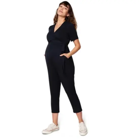 Ingrid & Isabel Maternity Short Sleeve Knit Jumpsuit image {5}