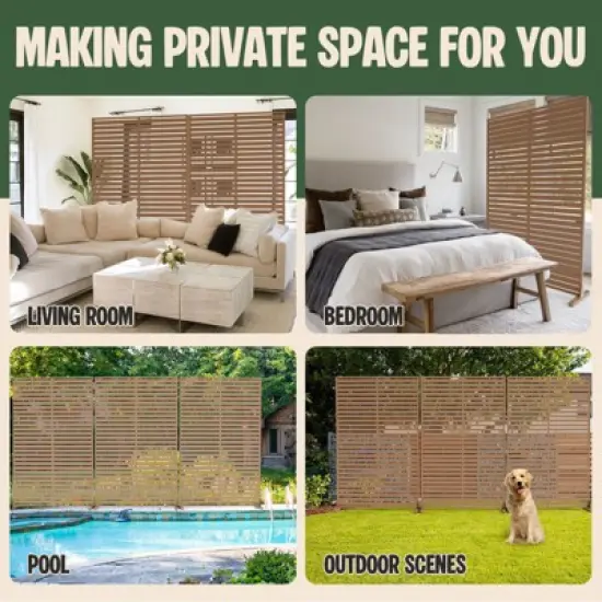 SEVOBAL Patio Decorative Screens 6 Piece Patio Privacy Paged Patio Decorative Screens Patio Screen Decorative for Yard, Brown, 45.47"*15.75"*72.05" image {3}