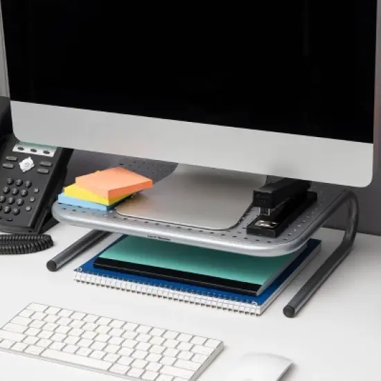 Mind Reader 2pk Metal Monitor Stand/Riser Silver image {5}