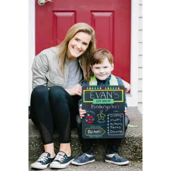 Pearhead First Day of School Reversible Chalkboard Sign - Crayons image {3}