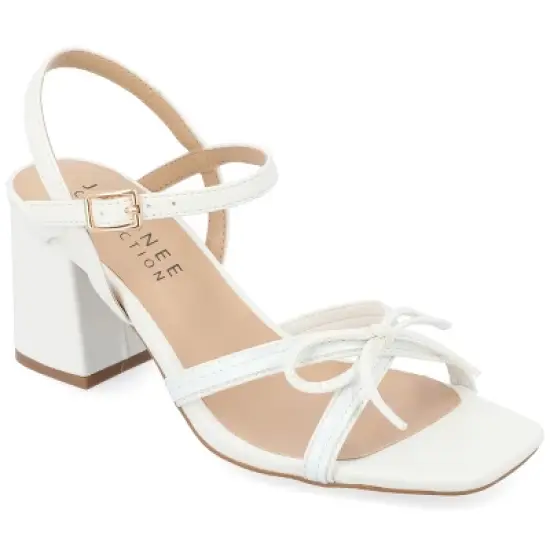 Journee Collection Womens Issmia Two Tone Covered Block Heel Multi Strap Sandals image {13}