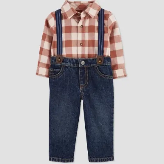 Carter's Just One You&reg;️ Baby Boys' Plaid Top & Bottom Set - Brown image {1}