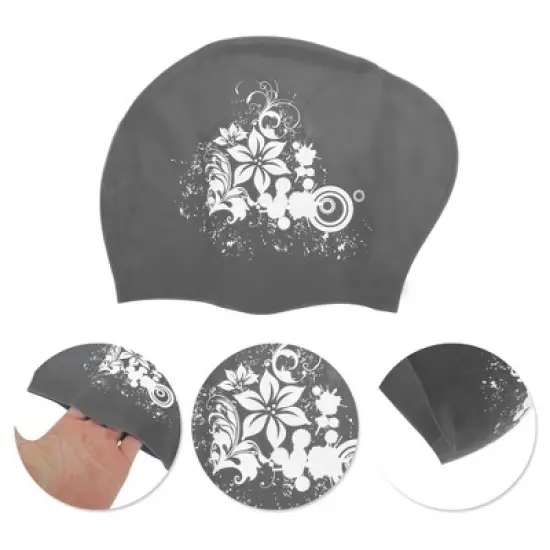 Unique Bargains Women's Silicone Floral Pattern Swim Cap 1 Pc image {2}