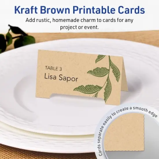 Avery Printable Tent Cards, 2-1/16" x 3.75", Kraft Brown, 40ct image {1}