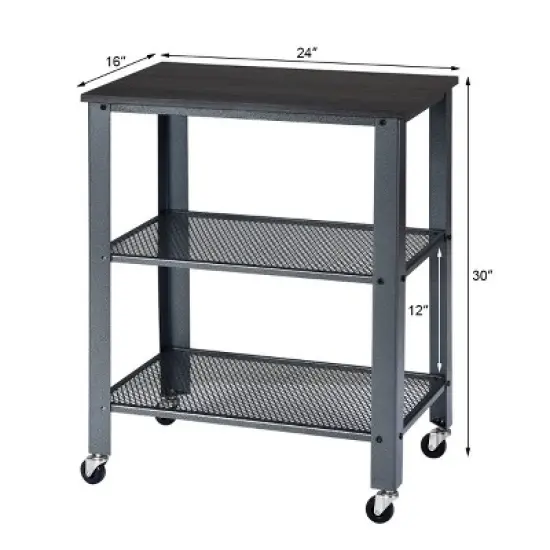 Tangkula Kitchen Utility Cart Industrial Coffee End Table w/Wheels Black/Silver image {2}