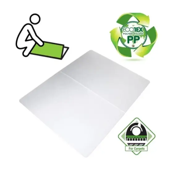Polypropylene Foldable Chair Mat for Carpets Rectangular White - Floortex&reg; image {7}