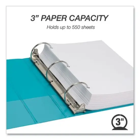 Samsill Earth's Choice Plant-Based Economy Round Ring View Binders, 3 Rings, 3" Capacity, 11 x 8.5, Teal, 2/Pack image {1}