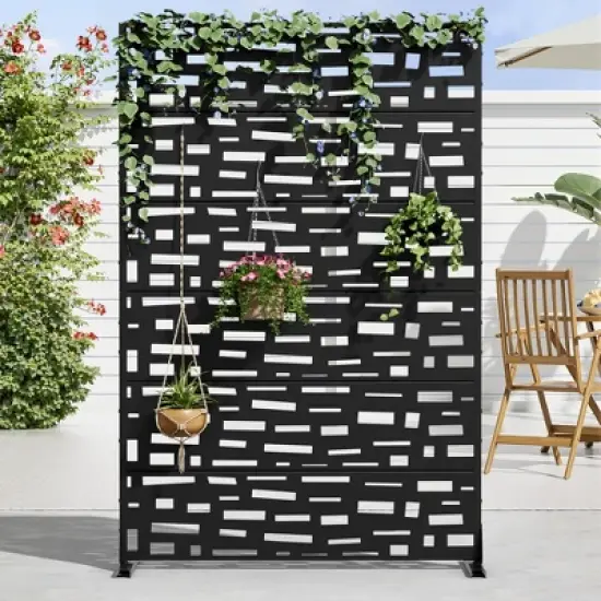 72" H&times;47"W Dovelina Brown Metal Planter Box with Trellis Privacy Screen for Patio image {7}