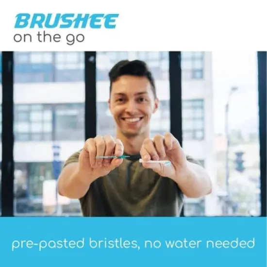 Brushee 4-in-1 (Paste + Brush + Floss + Pick) Disposable Prepasted Travel Toothbrush image {2}