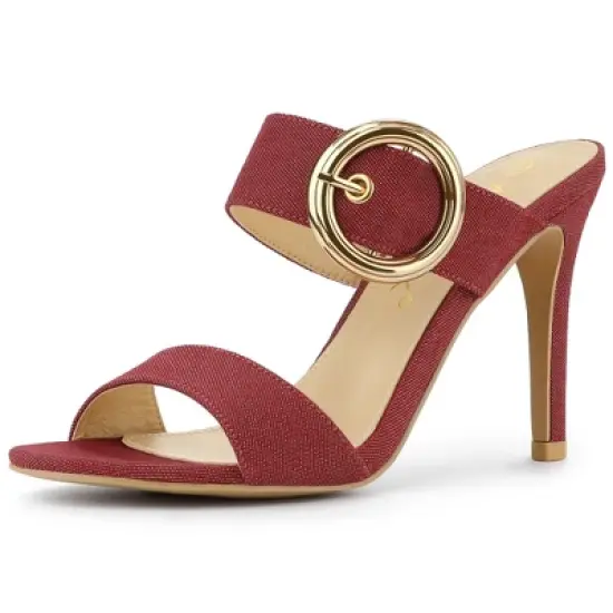 Allegra K Women's Buckle Stiletto Heels Slide Sandals image {8}