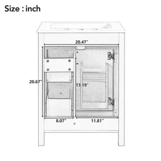 Dexmalle 24-Inch Bathroom Vanity with Double Storage Racks image {9}