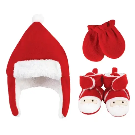 Hudson Baby 6Pc Trapper Hat, Mitten and Bootie Set, Santa Green Elf image {1}