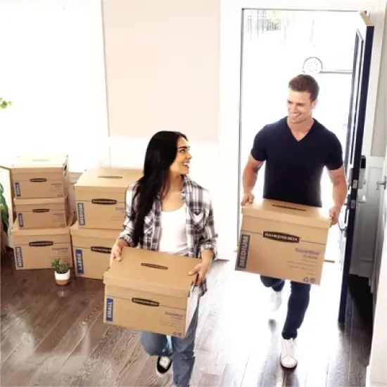 Fellowes Bankers Box 10pk SmoothMove Small Moving Boxes: Corrugated Paper, Beige, Packing Supplies, Moving Supplies image {2}