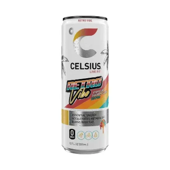 CELSIUS Sparkling Retro Vibe Sherbet Slush Functional Energy Drink - 12 fl oz Single Can image {4}