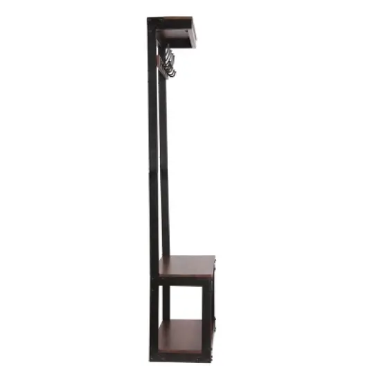 Willards Modern Industrial Handcrafted Mango Wood Coat Rack with Bench Cafe Brown/Black - Christopher Knight Home image {3}
