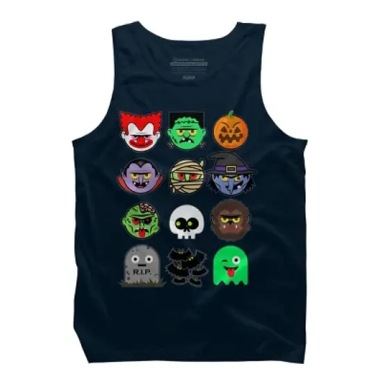 Men's Design By Humans MONSTER FACES Halloween Emoji Shirt Skeleton Dracula Costume By vomaria Tank Top image {5}