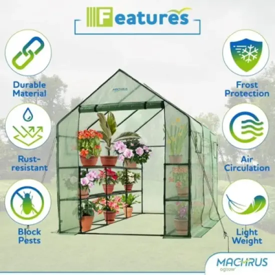 Ogrow Deluxe Walk-In Greenhouse / Bloomhouse / Seed Starter with Tiers and Shelves image {2}