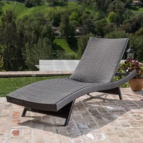Thira Aluminum & Wicker Chaise Lounge - Mix Mocha - Christopher Knight Home: Weather-Resistant, No Assembly Required image {1}