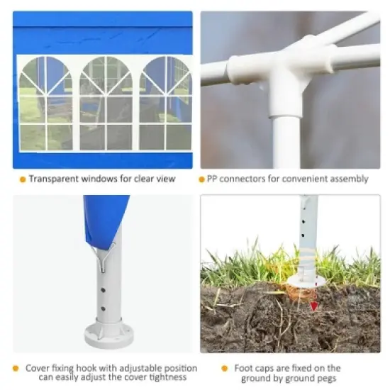 Resenkos Canopy, Outdoor Canopy Tent,9.6' x 19' Large Party Tent with 4 Removable Window Sidewalls for Weddings, Picnics, Blue image {7}