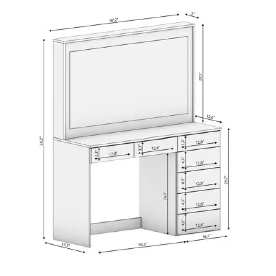 Nuit Lighted Makeup Vanity with Knobs - Boahaus image {8}