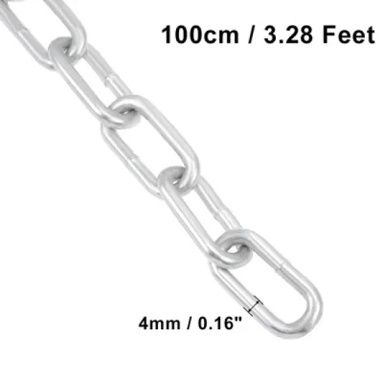 Unique Bargains Bicycle Cycling Zinc Plated 3.28 Feet Long Chain Lock with Padlock Silver image {3}