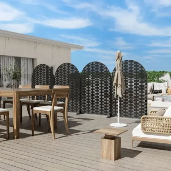 PexFix 72 in. x 47 in. Arched Outdoor Metal Privacy Screen Garden Fence in Bricks Pattern image {3}