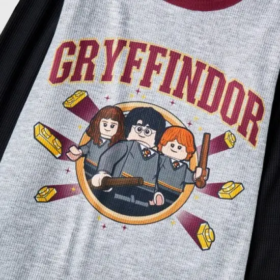 Girls' Harry Potter Gryffindor 2pc Thermal Pajama Set - Dark Purple/Black image {2}