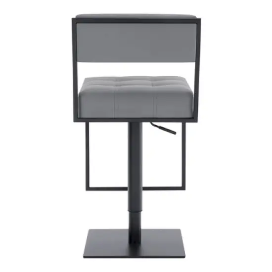 Michele Adjustable Faux Leather Metal Barstool Gray/Black - Armen Living image {2}
