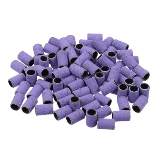 Unique Bargains Nail Drill Bits 80 Grit Sanding Bands Set 100 Pcs Purple image {4}