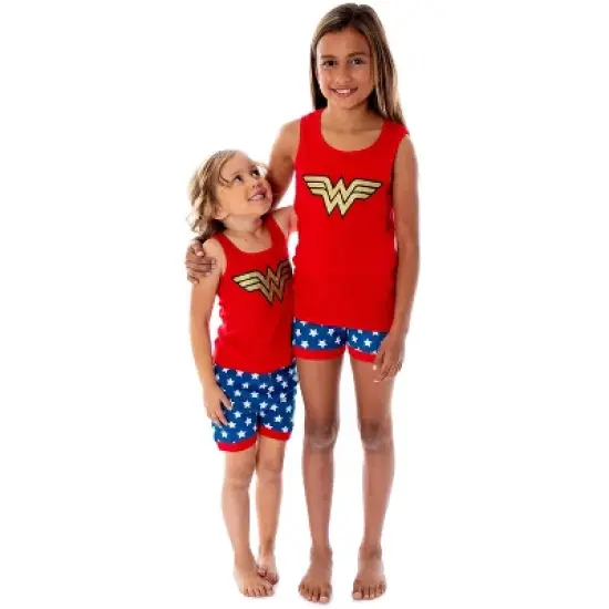 DC Comics Girls Wonder Woman Logo Tank Top And Shorts Pajama Set Wonder Woman Logo image {5}