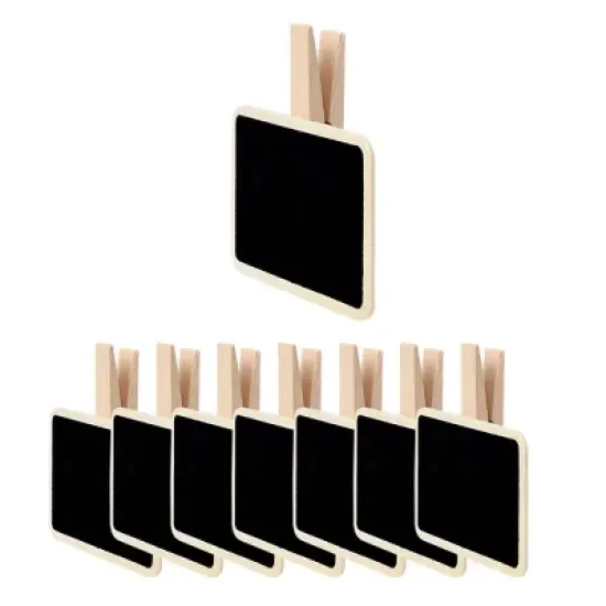 Unique Bargains Wood Mini Chalkboard Signs Tags with Clips Weddings Message Board Notes 8 Pcs image {6}