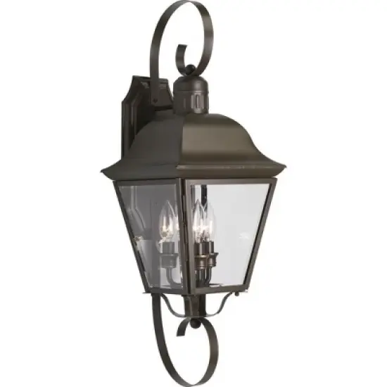 Progress Lighting Andover 3-Light Large Wall Lantern in Antique Bronze with Beveled Glass Panels image {2}