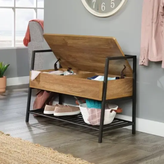 North Avenue Entryway Bench with Hidden Storage and Shelf Sindoori Mango - Sauder image {2}