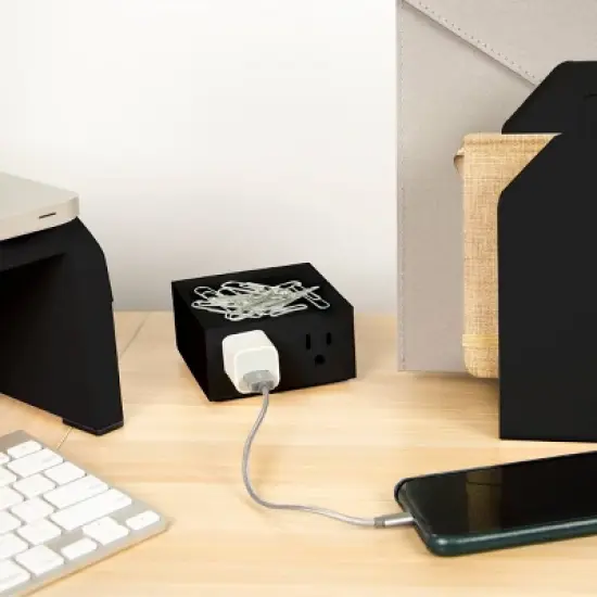 Office Konnect Stackable Power Hub Black - Bostitch: Desk Organization Set, Small Office Supplies, Black Mesh image {4}