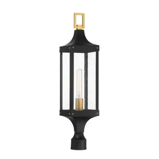 Savoy House Glendale 1 - Light Post Light in  Matte Black/Weathered Brushed Brass image {1}