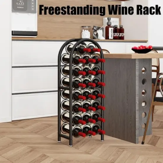 Itopfox Freestanding Floor Wine Rack - Metal Holder Stand Organizer for 23 Bottles, Black, Space-saving Design image {1}
