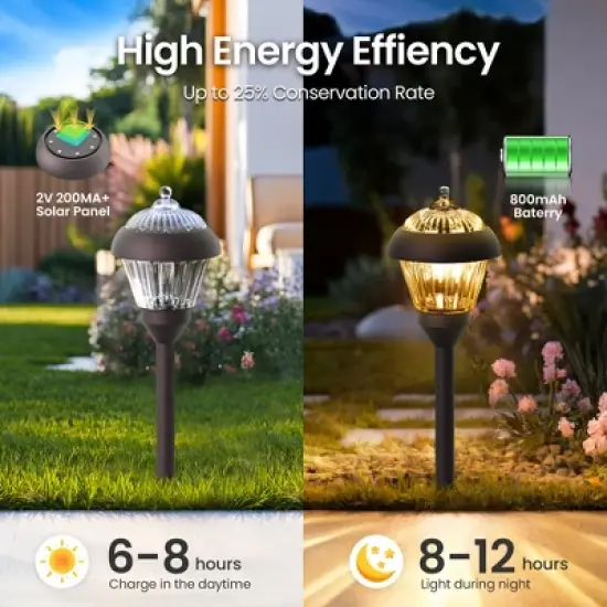 Gigalumi 4-Pack Bronze Metal Solar Pathway Lights, Waterproof Outdoor Garden Lights with Warm White LED Bulbs image {2}