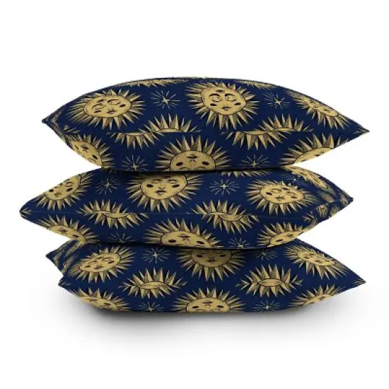 Deny Designs Avenie Vintage Sun Outdoor Throw Pillow Navy image {3}
