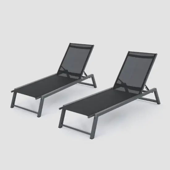 Myers 2pk Aluminum Chaise Lounge: Adjustable Backrest, Weather-Resistant, Christopher Knight Home image {1}