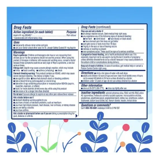 St. Joseph Aspirin 81mg Tablets, 36 Count image {1}