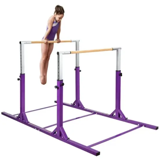 Costway Kids Double Horizontal Bars Gym Home Adjustable image {11}