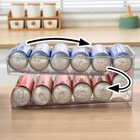 OnDisplay FIFO Refrigerator Soda/Beer Can Organizer - Stores 12 Cans in Fridge w/Auto Feed image {2}