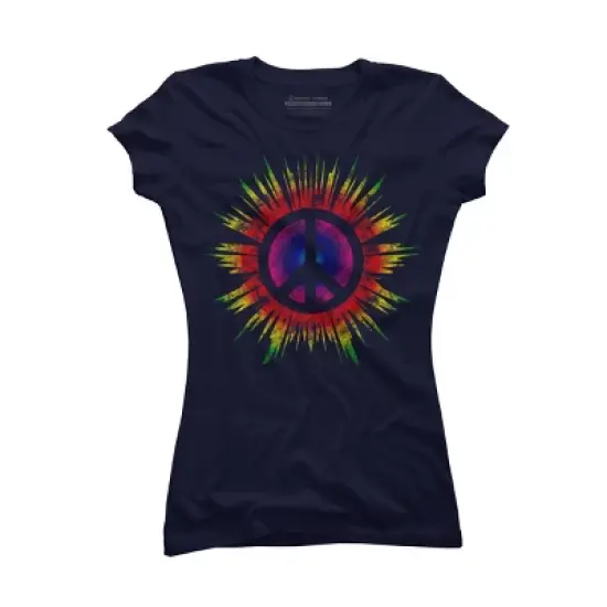 Junior's Design By Humans Tie Dye Peace Sign By Mel00 T-Shirt image {4}