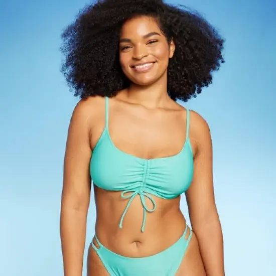 Women's Ruched Drawstring Front Bralette Bikini Top - Wild Fable&trade; image {3}